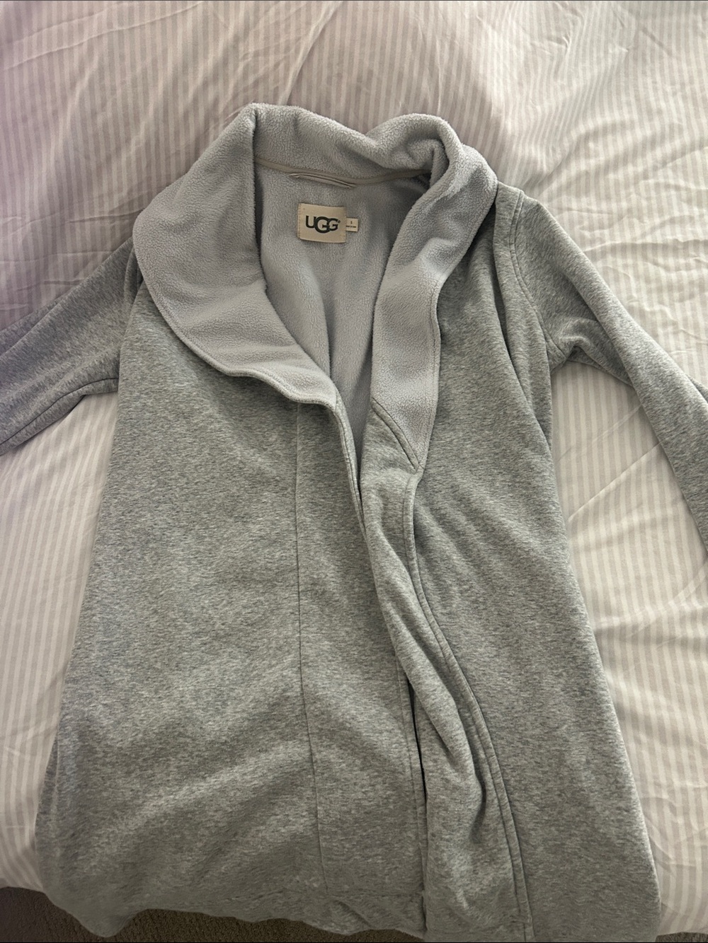 UGG Light Gray Plush Open-Front Fleece Cardigan